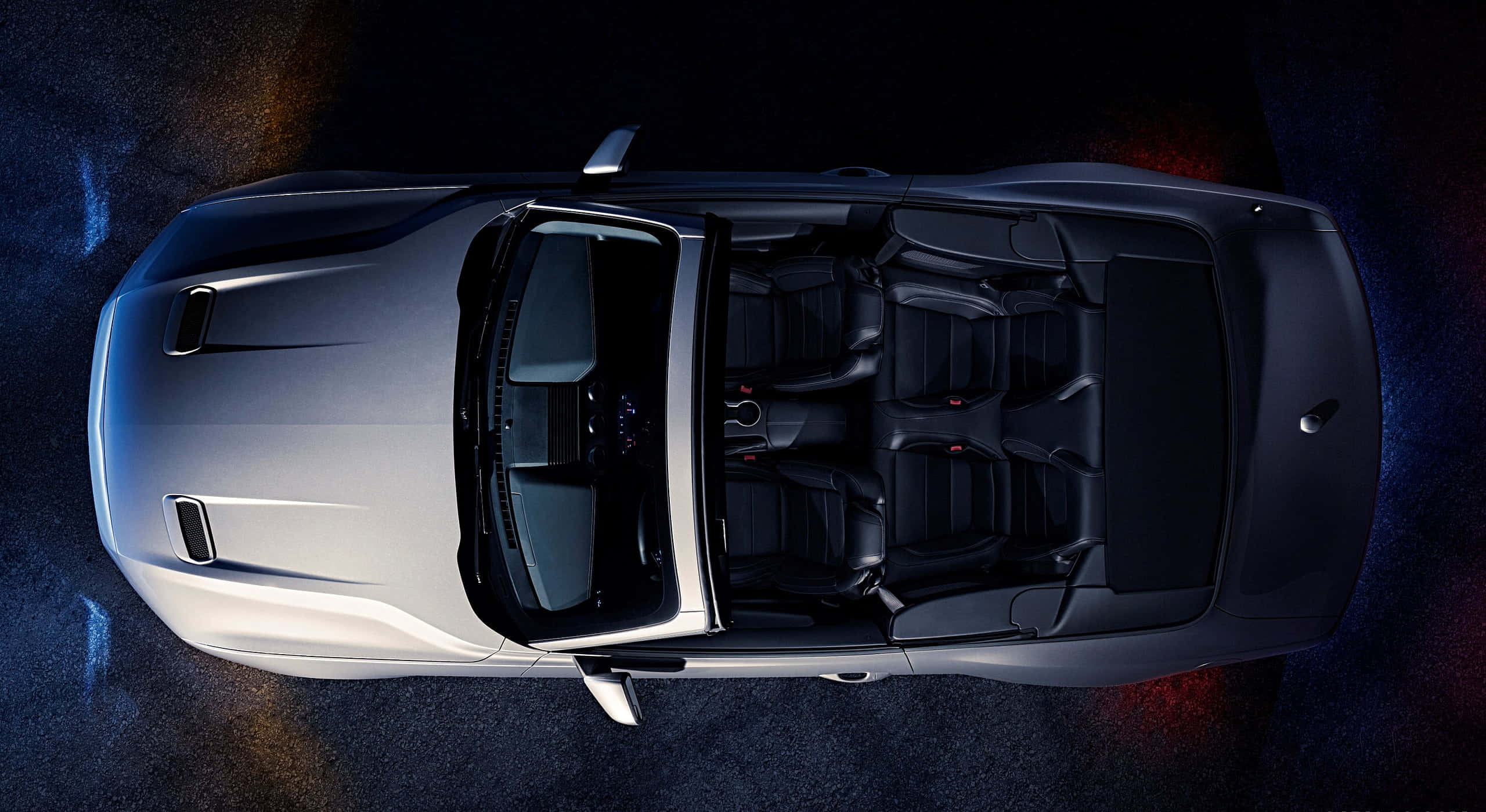 Ford Mustang GT Convertible, sleek silver, black interior, 2K Desktop Wallpaper