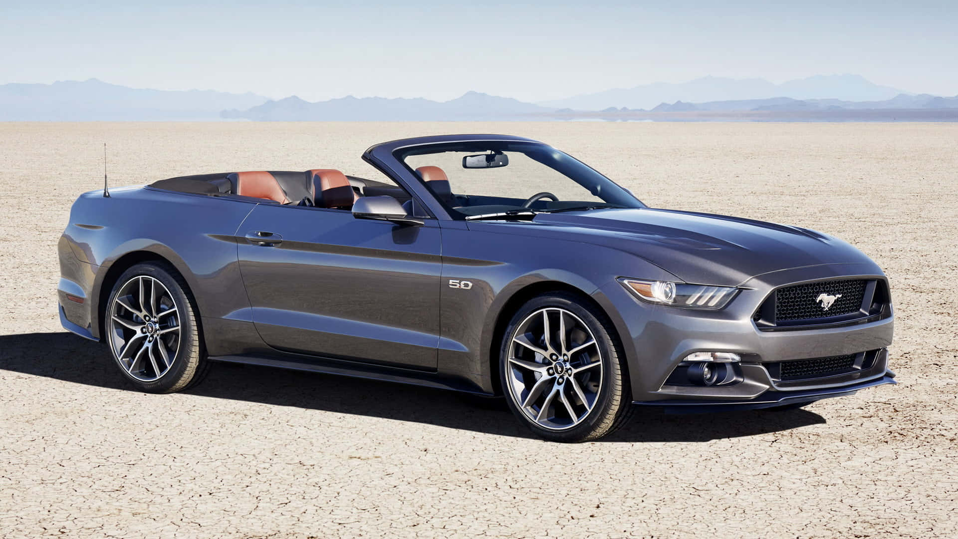 Ford Mustang GT Convertible, sleek gray, desert, Full HD Desktop Wallpaper