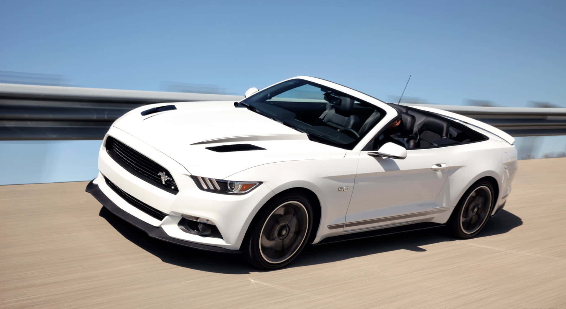 Ford Mustang GT Convertible, white, sunlit highway, Full HD Desktop Wallpaper