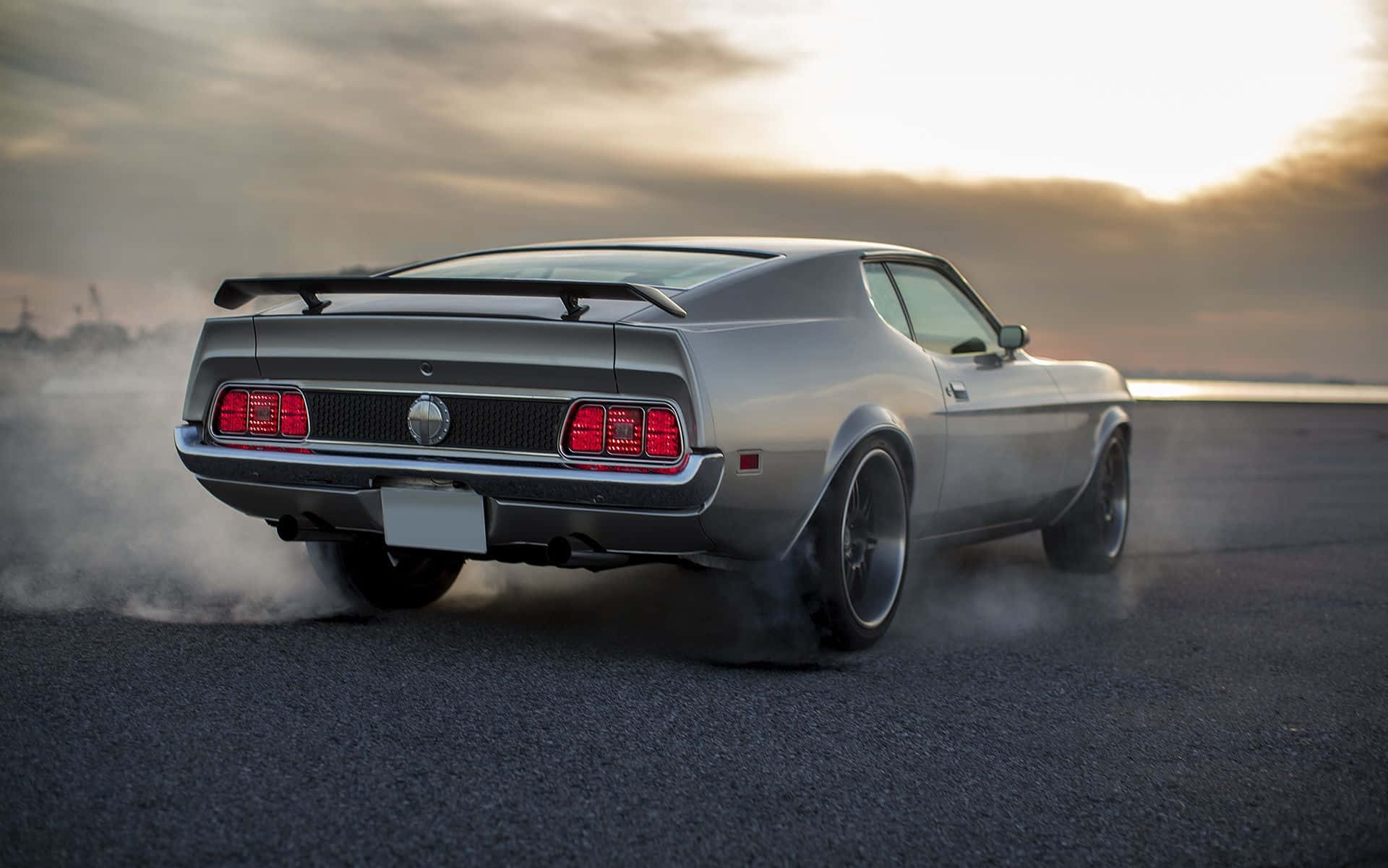 Ford Mustang Mach 1, silver, drift, Full HD Desktop Wallpaper