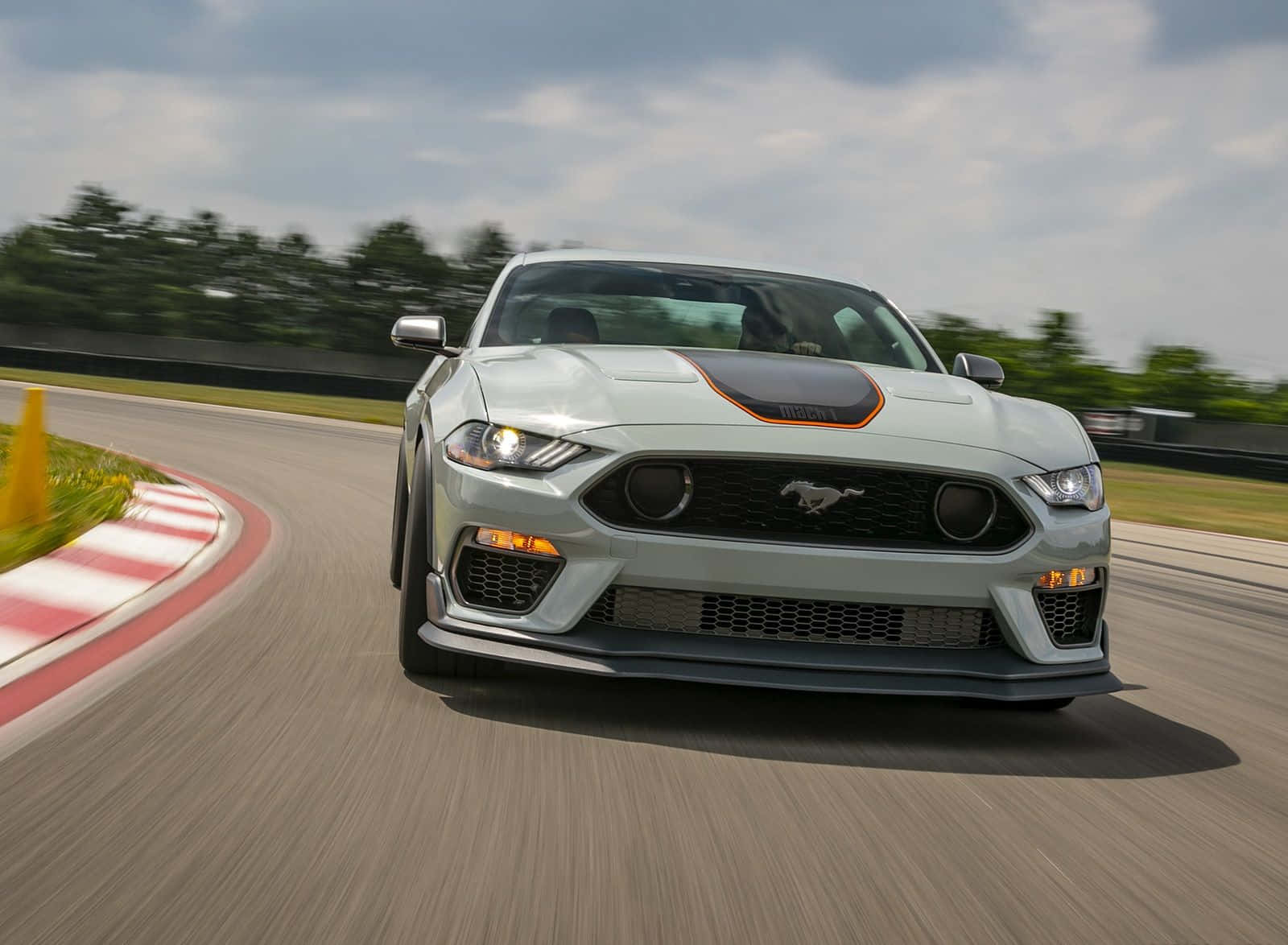 Ford Mustang Mach 1, silver, orange accents, HD Desktop Wallpaper