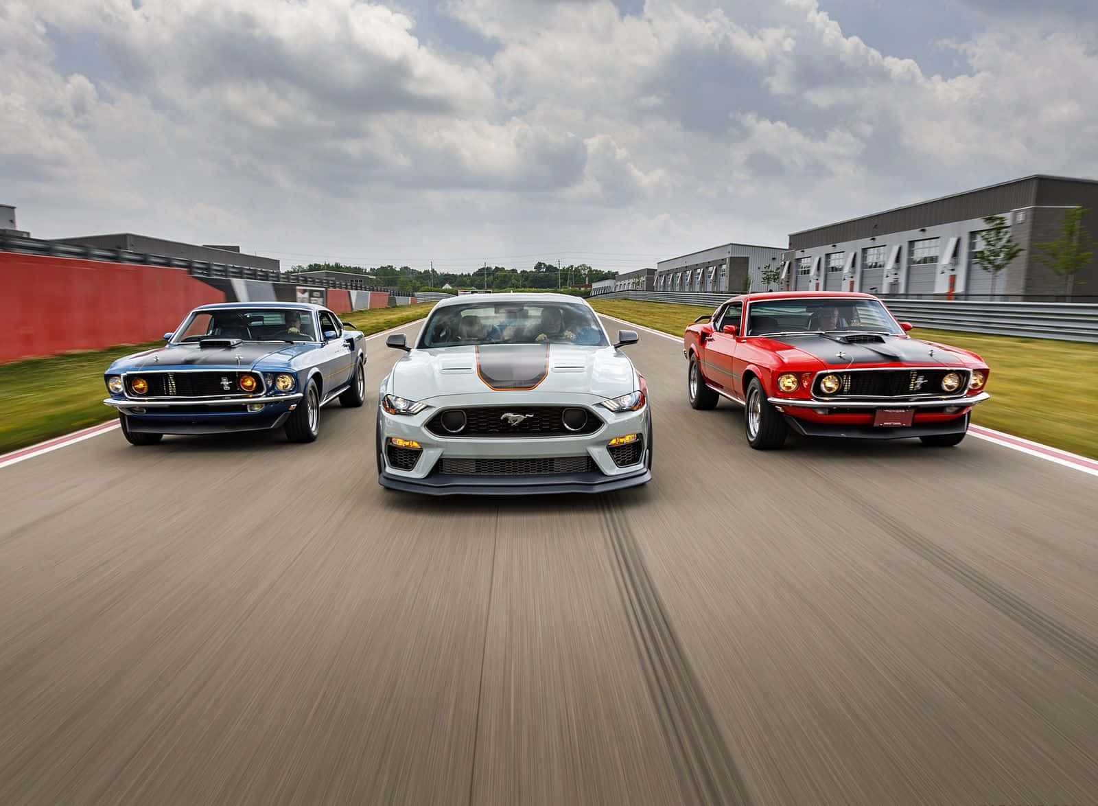 Ford Mustang Mach 1, classic and modern Mustangs, track, HD Desktop Wallpaper