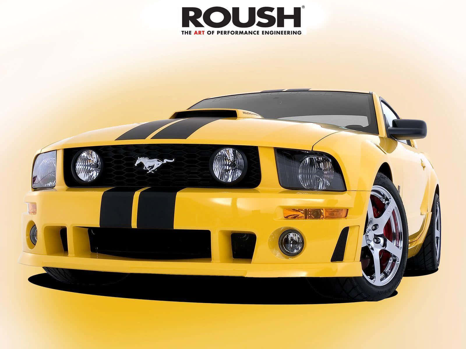Ford Mustang Roush, vibrant yellow, black racing stripes, HD Desktop Wallpaper