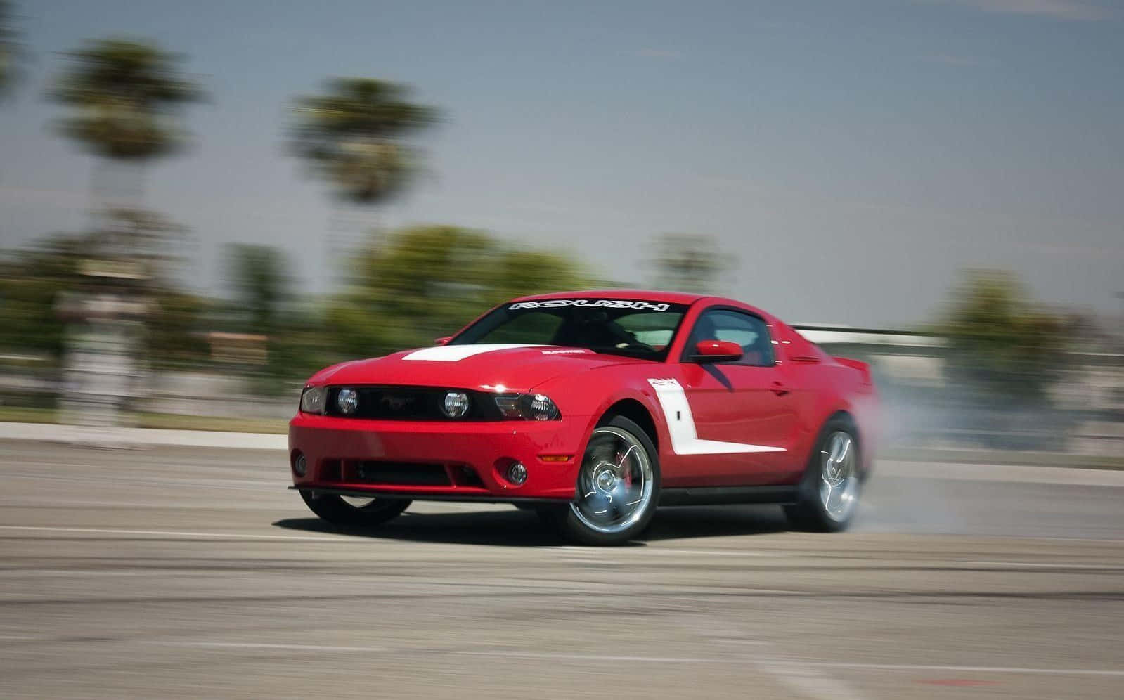 Ford Mustang Roush, red, drift, HD Desktop Wallpaper