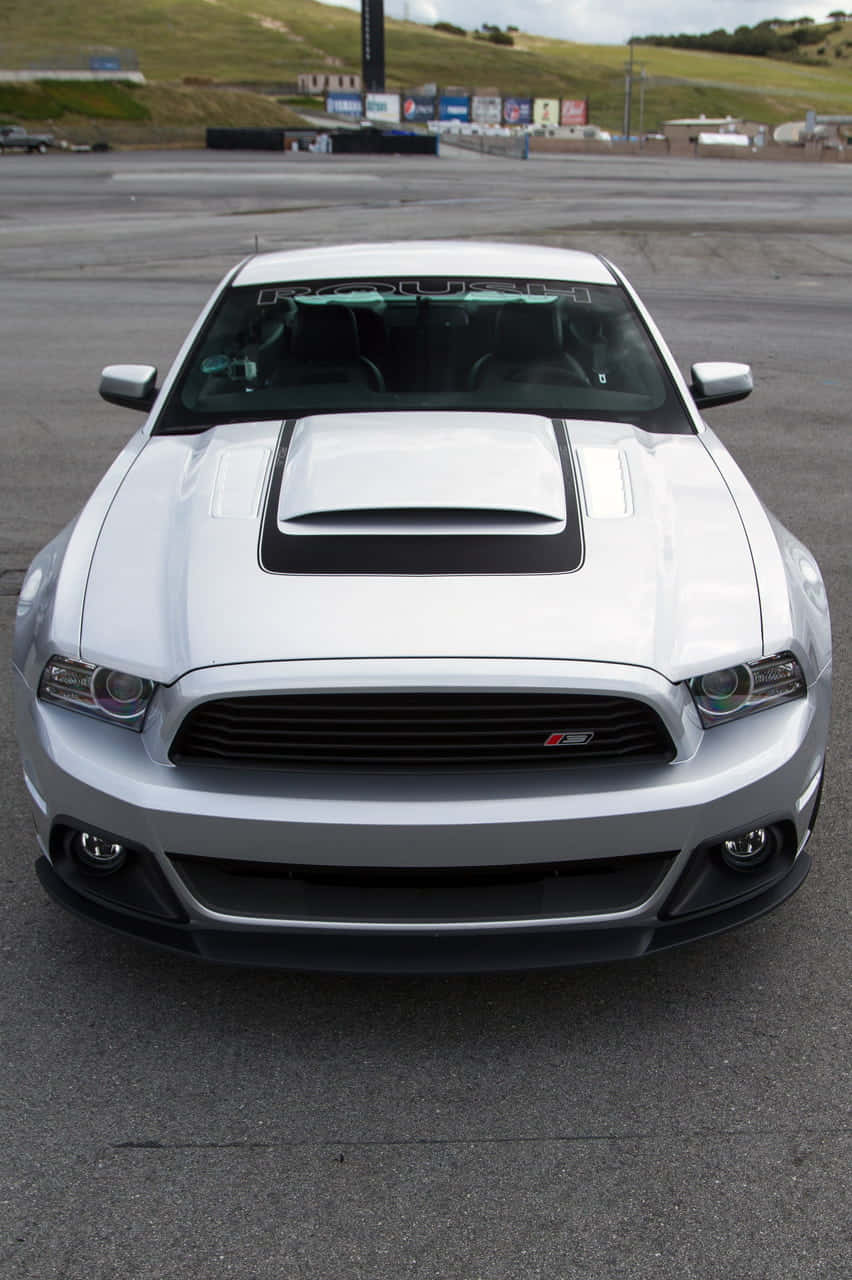 Ford Mustang Roush, silver, black racing stripes, HD Phone Wallpaper