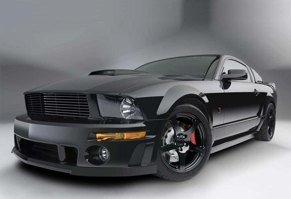 Ford Mustang Roush, matte black, red brake calipers, SD Desktop Wallpaper