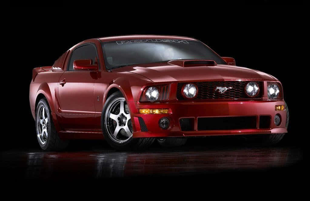 Ford Mustang Roush, glossy red, custom wheels, SD Desktop Wallpaper