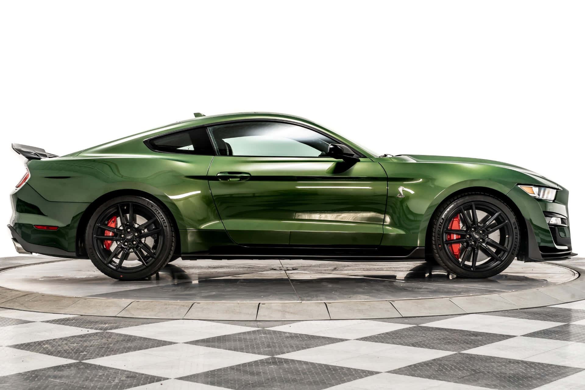 Ford Mustang Shelby GT500, glossy green, black wheels, Full HD Desktop Wallpaper