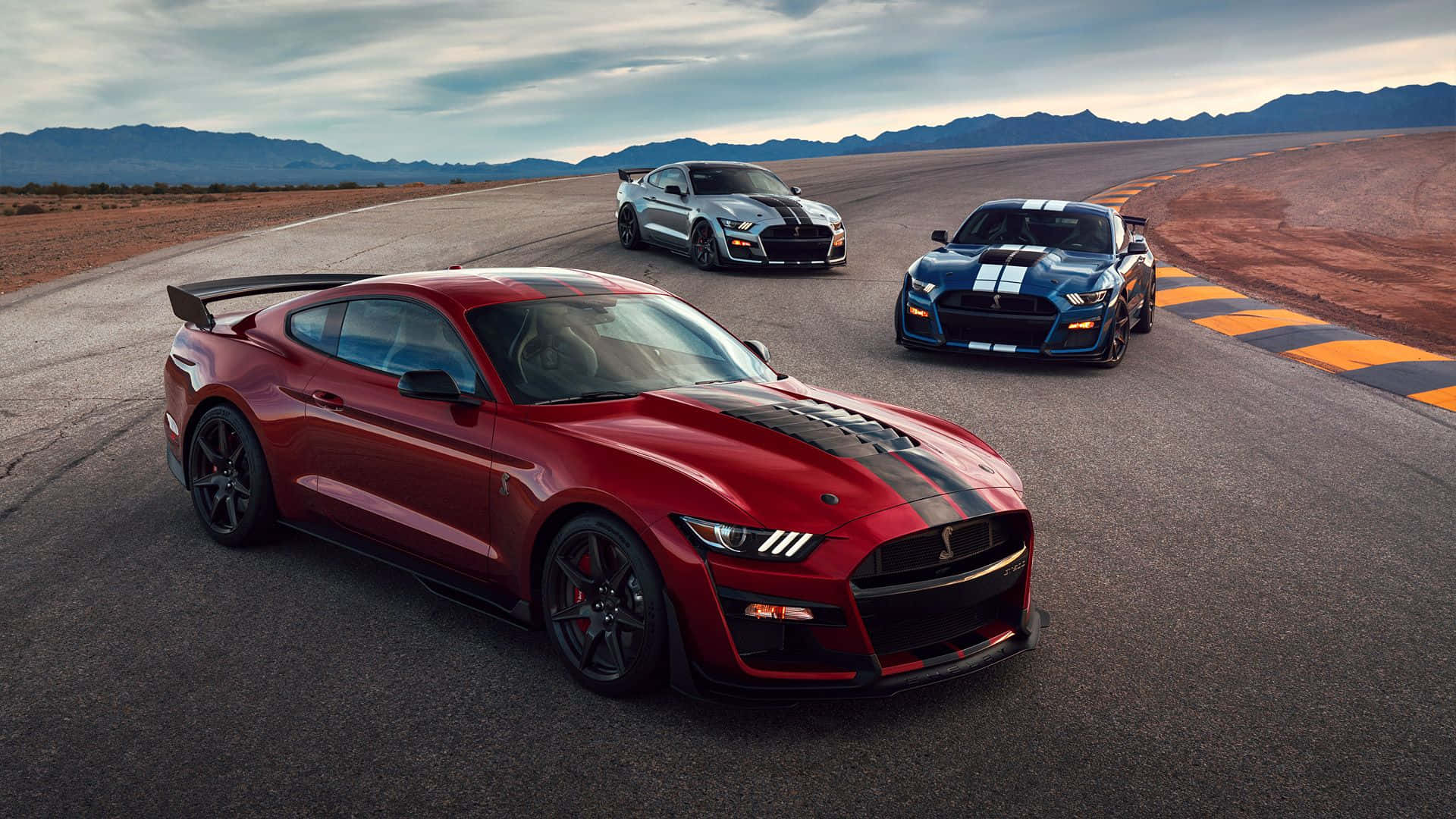 Ford Mustang Shelby GT500, red silver and blue, racing stripes, Full HD Desktop Wallpaper