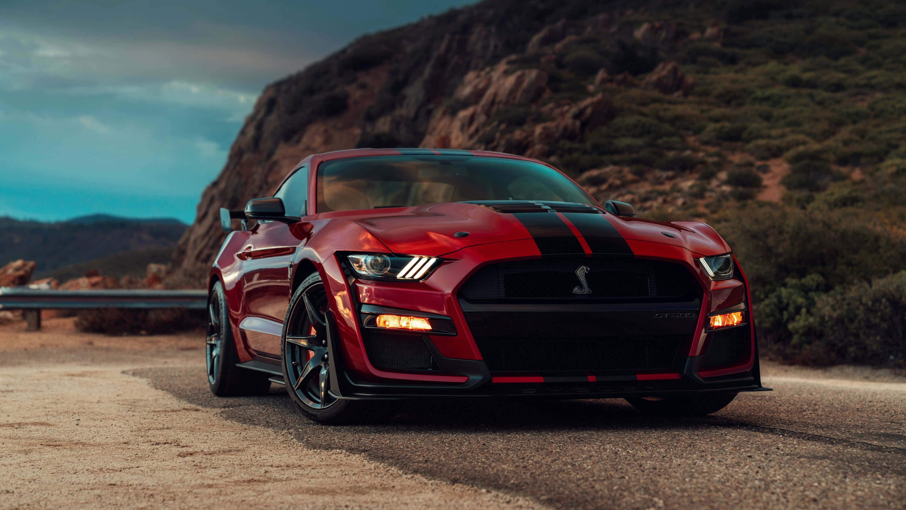 Ford Mustang Shelby GT500, 2020, glossy red, 4K Desktop Wallpaper
