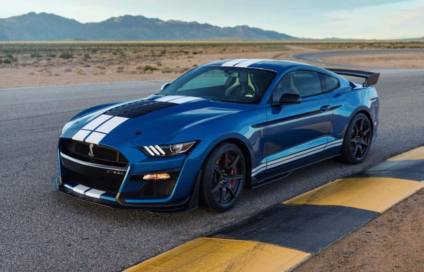 Ford Mustang Shelby GT500, vibrant blue, white racing stripes, HD Desktop Wallpaper