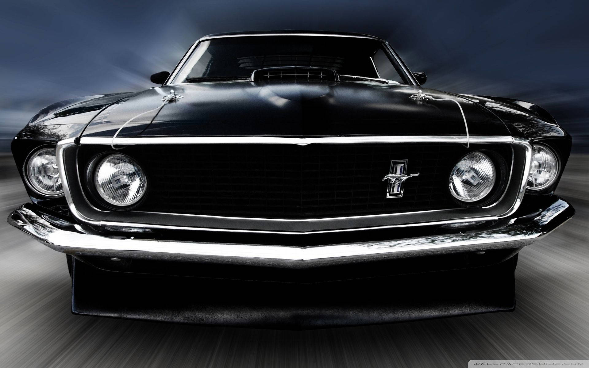 Ford Mustang 1969, black, chrome accents, Full HD Desktop Wallpaper