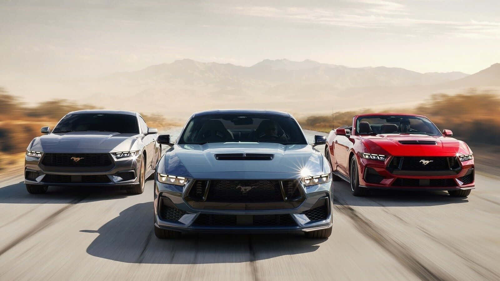 Ford Mustang, desert highway, mountains, HD Desktop Wallpaper