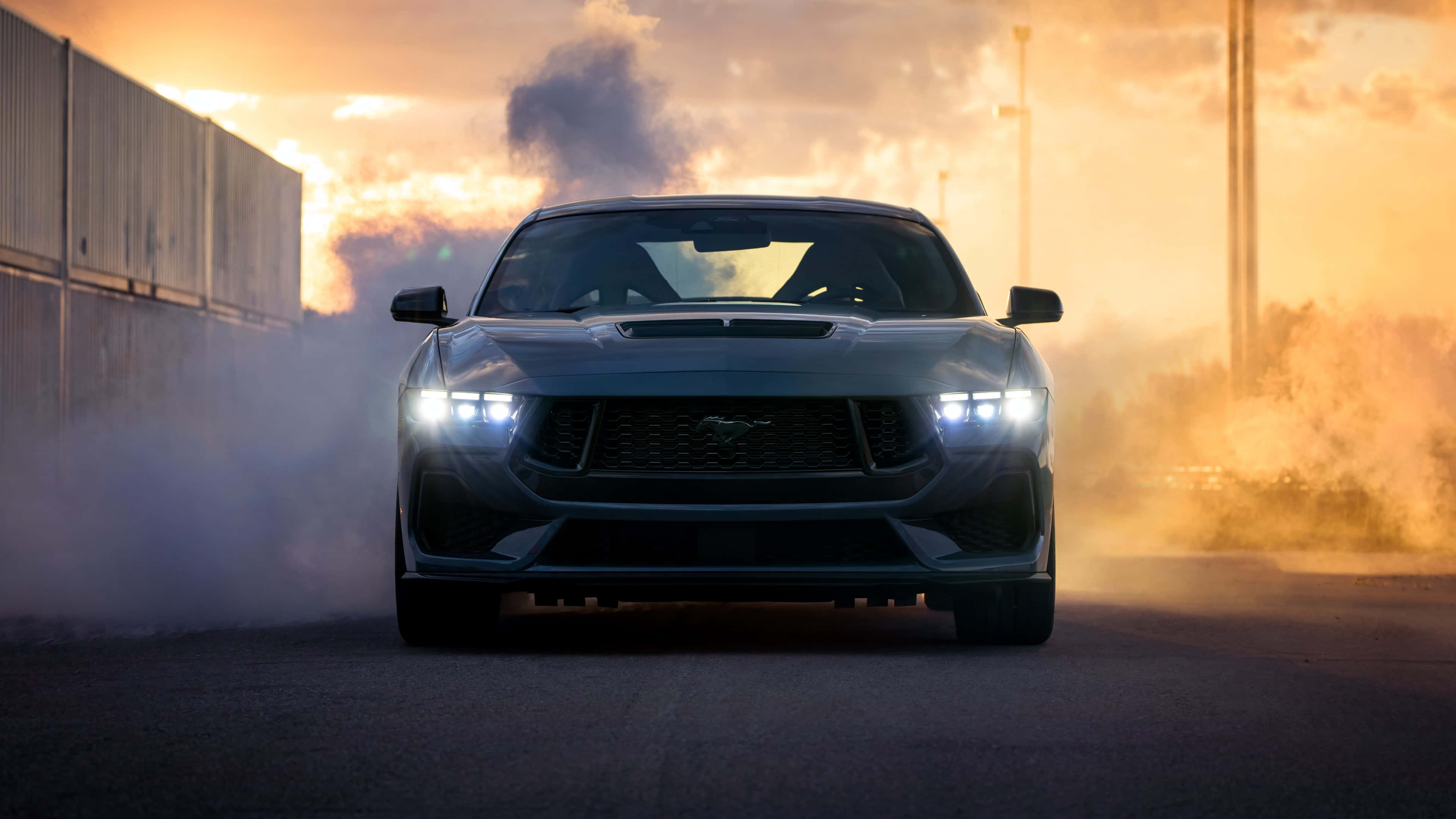 Ford Mustang, sports car, gray, 4K Desktop Wallpaper