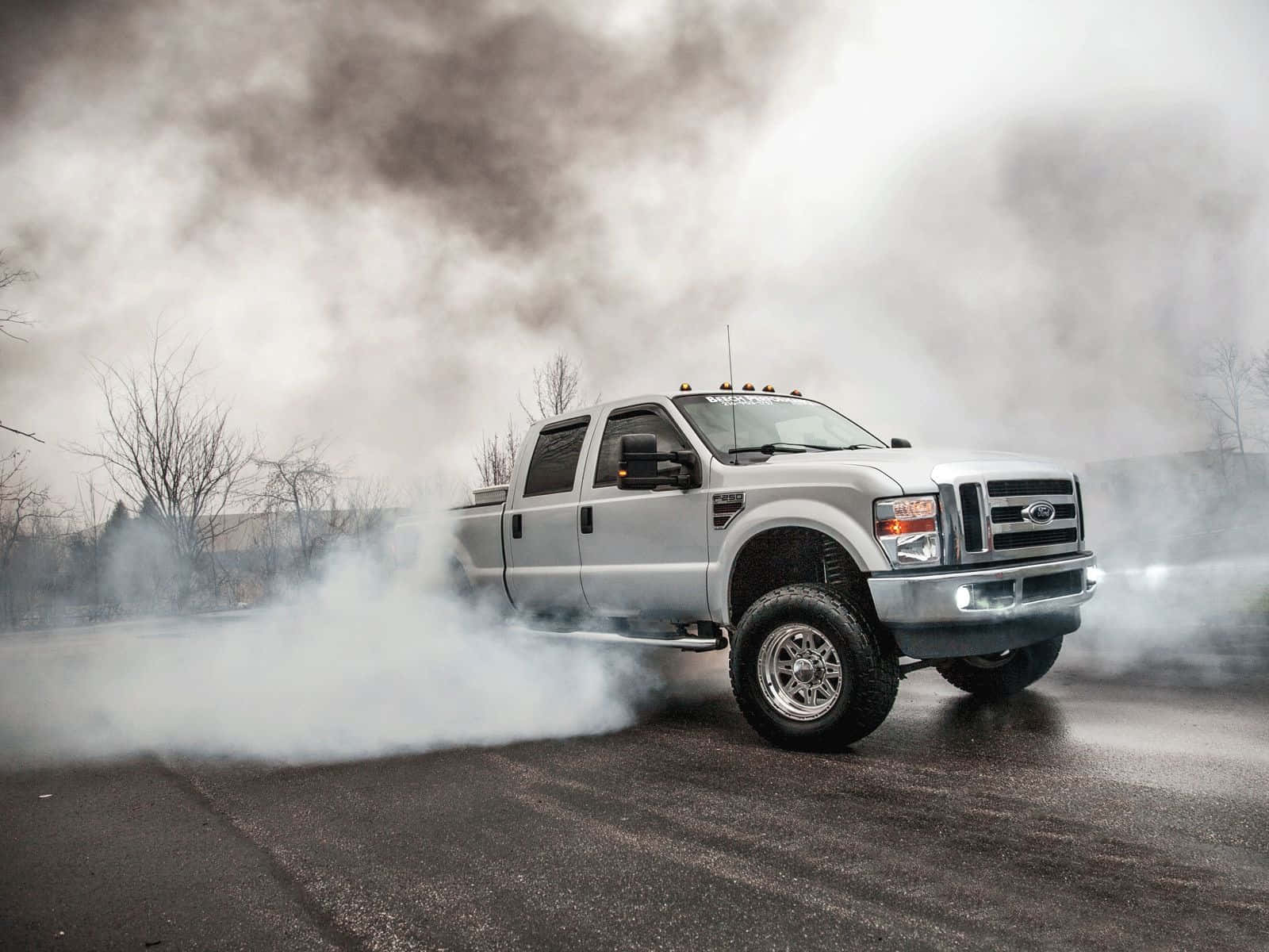 Ford F-150, silver, burnout, HD Desktop Wallpaper