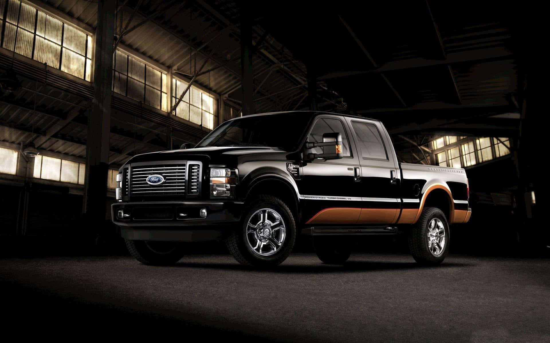 Ford F-150, black, orange accents, Full HD Desktop Wallpaper
