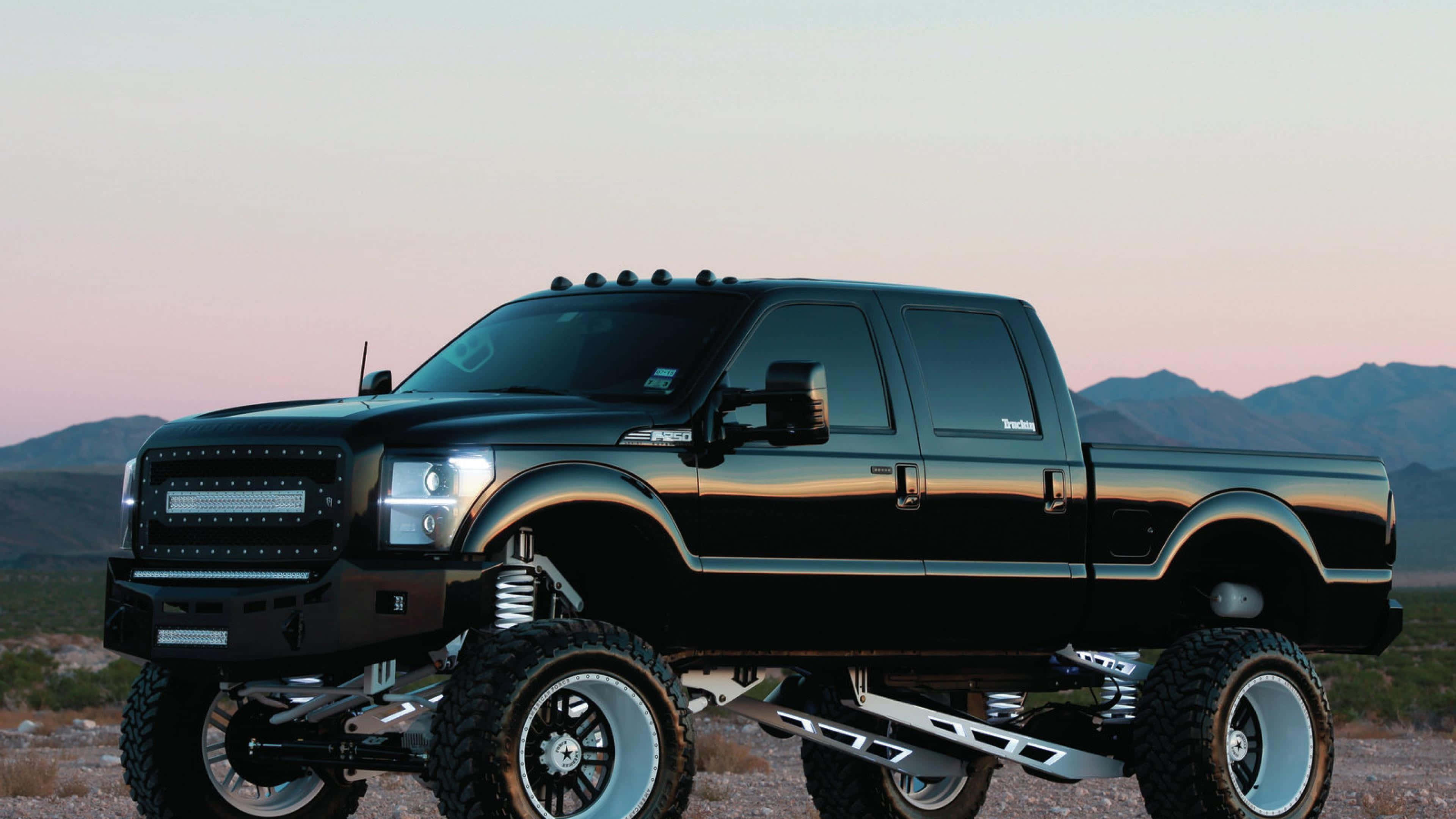 Ford F-150, black, lifted, 4K Desktop Wallpaper