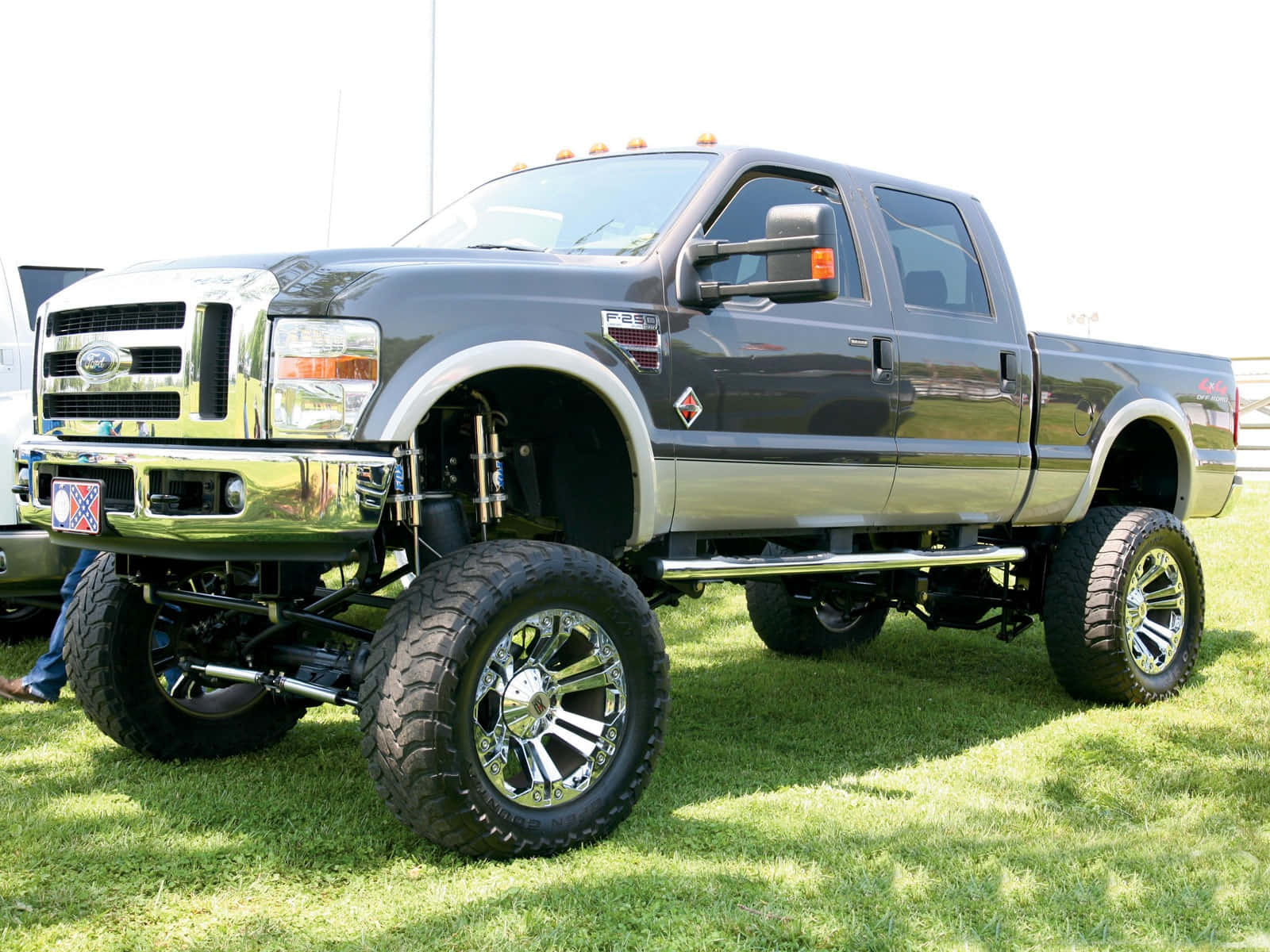 Ford F-250, black, chrome wheels, HD Desktop Wallpaper