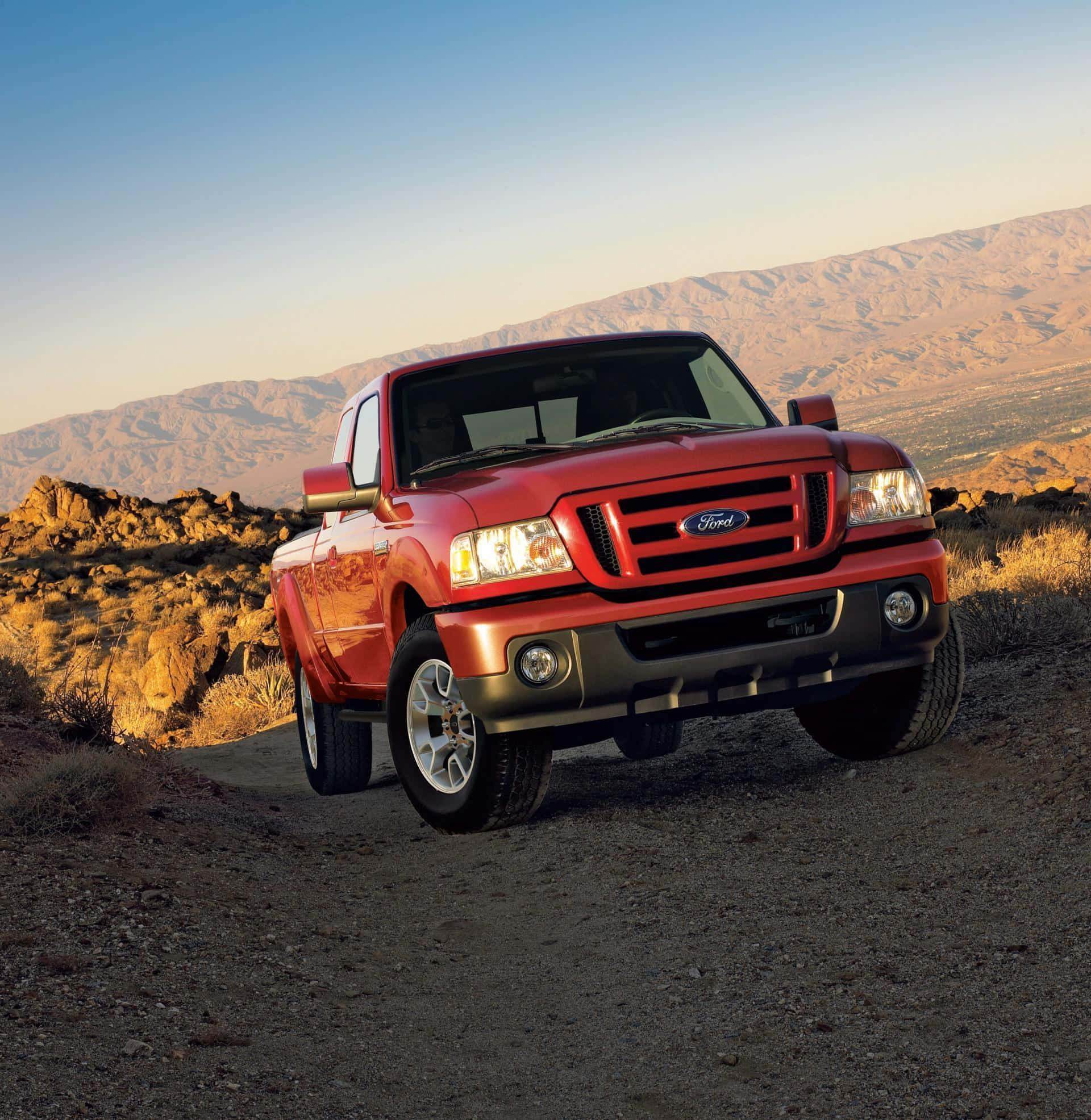 Ford Ranger, vibrant red, dusty trail, Full HD Phone Wallpaper