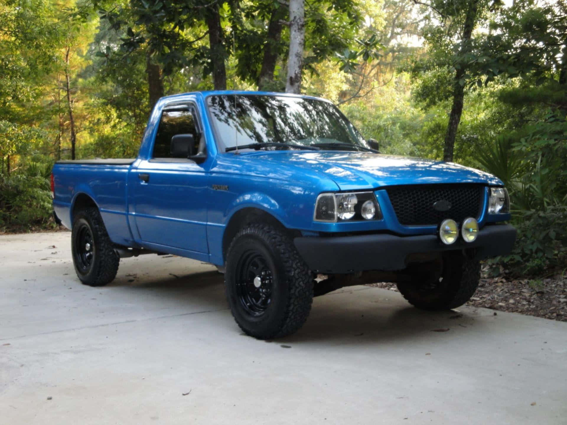Ford Ranger, vibrant blue, black wheels, Full HD Desktop Wallpaper