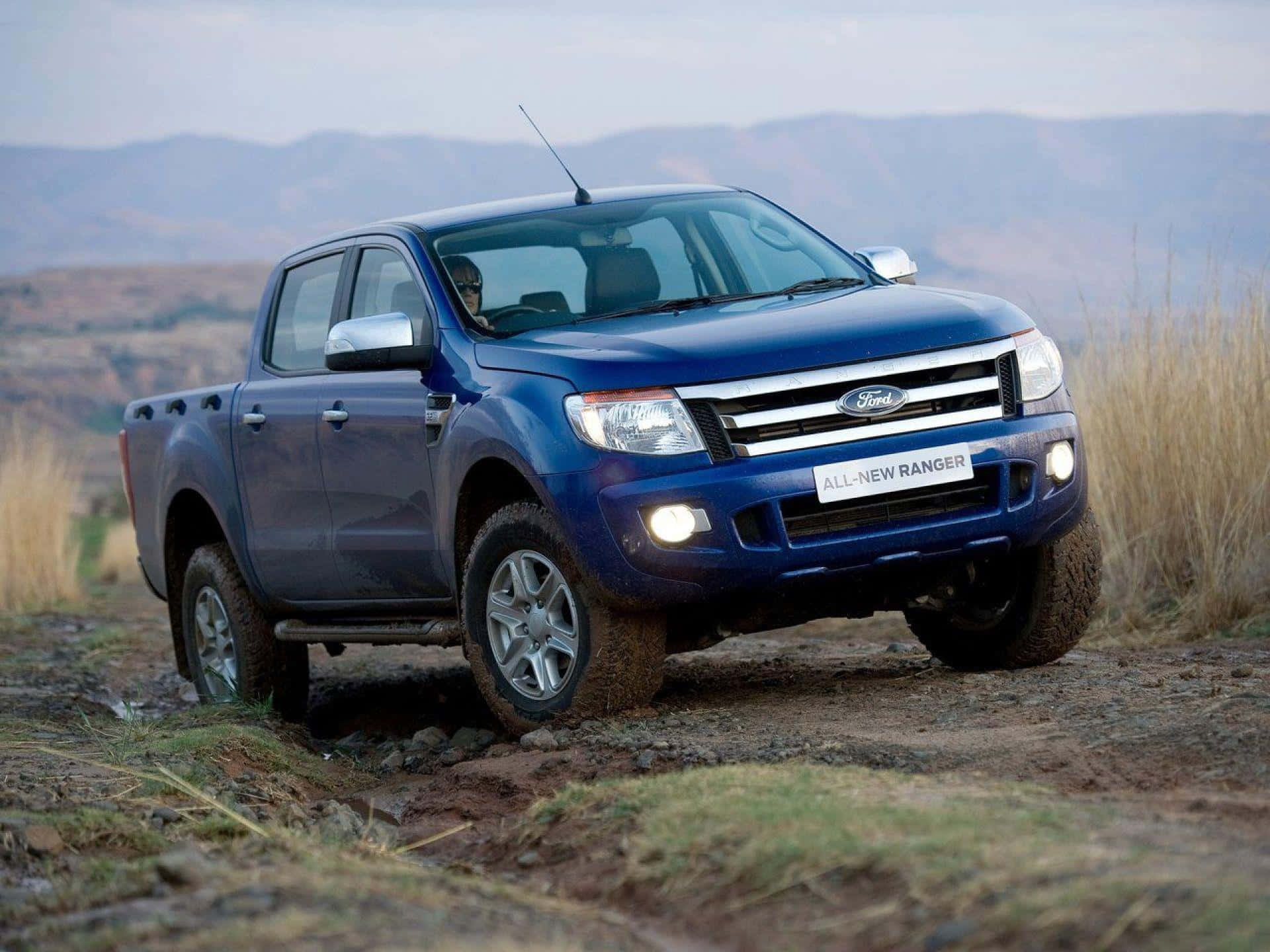 Ford Ranger, blue, rocky dirt path, Full HD Desktop Wallpaper