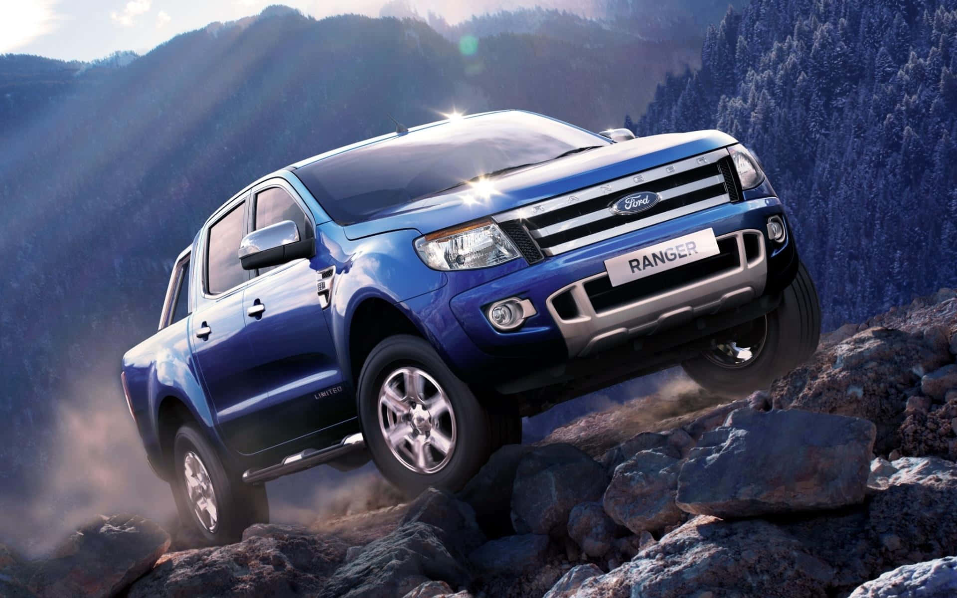 Ford Ranger, blue, rocky mountain trail, Full HD Desktop Wallpaper