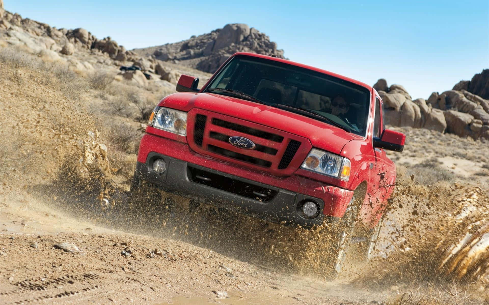 Ford Ranger, red, dusty desert trail, Full HD Desktop Wallpaper