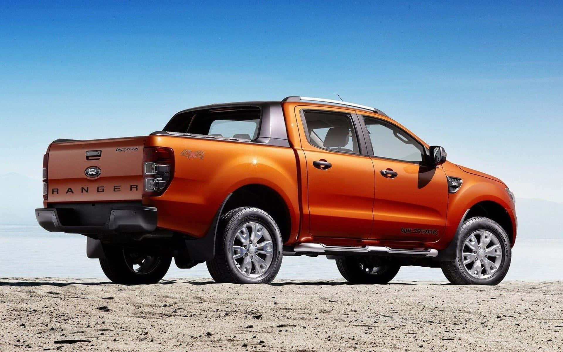 Ford Ranger, vibrant orange, sunlit desert landscape, Full HD Desktop Wallpaper