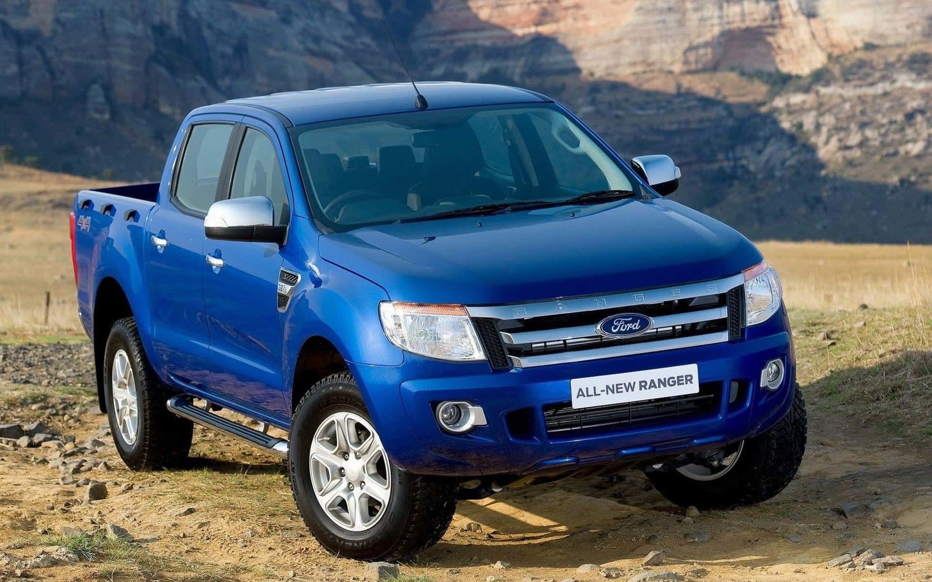 Ford Ranger, vibrant blue, rocky terrain, Full HD Desktop Wallpaper