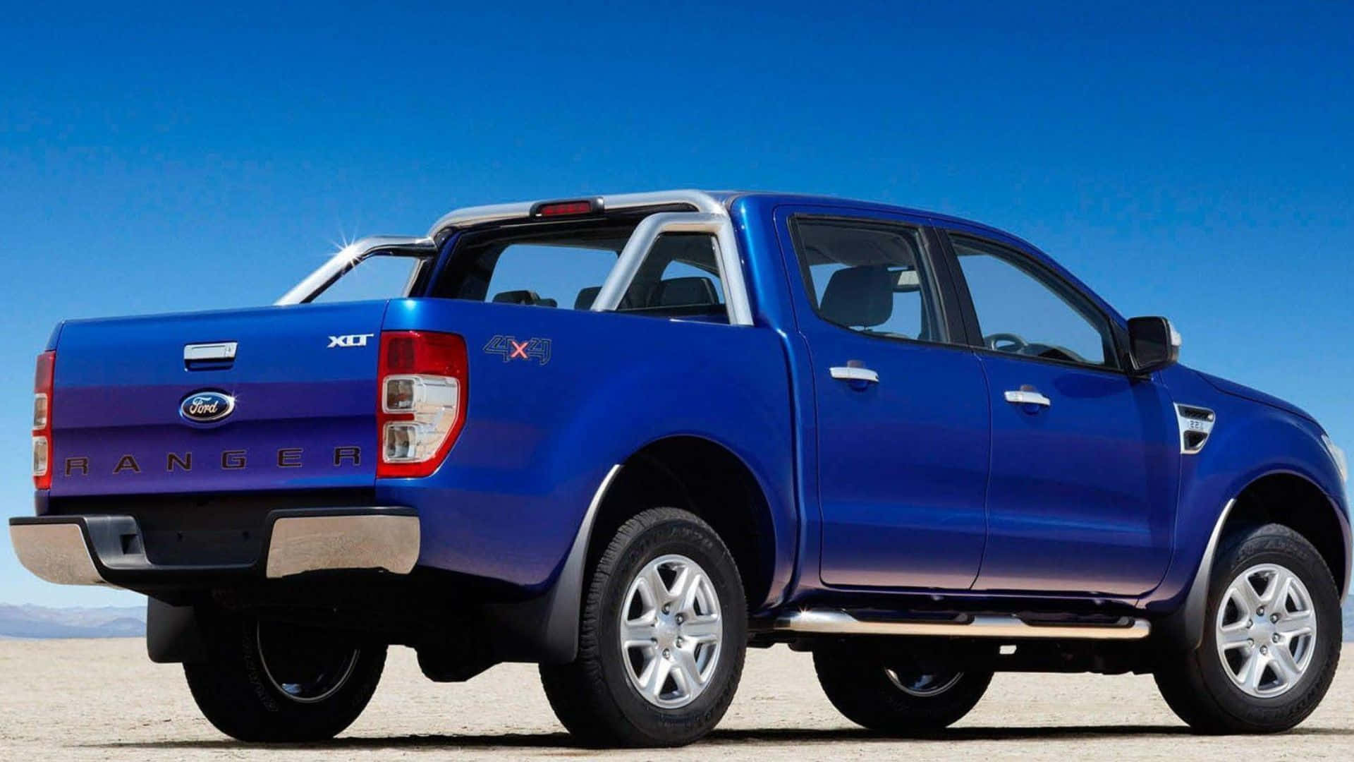 Ford Ranger, vibrant blue, desert plain, Full HD Desktop Wallpaper