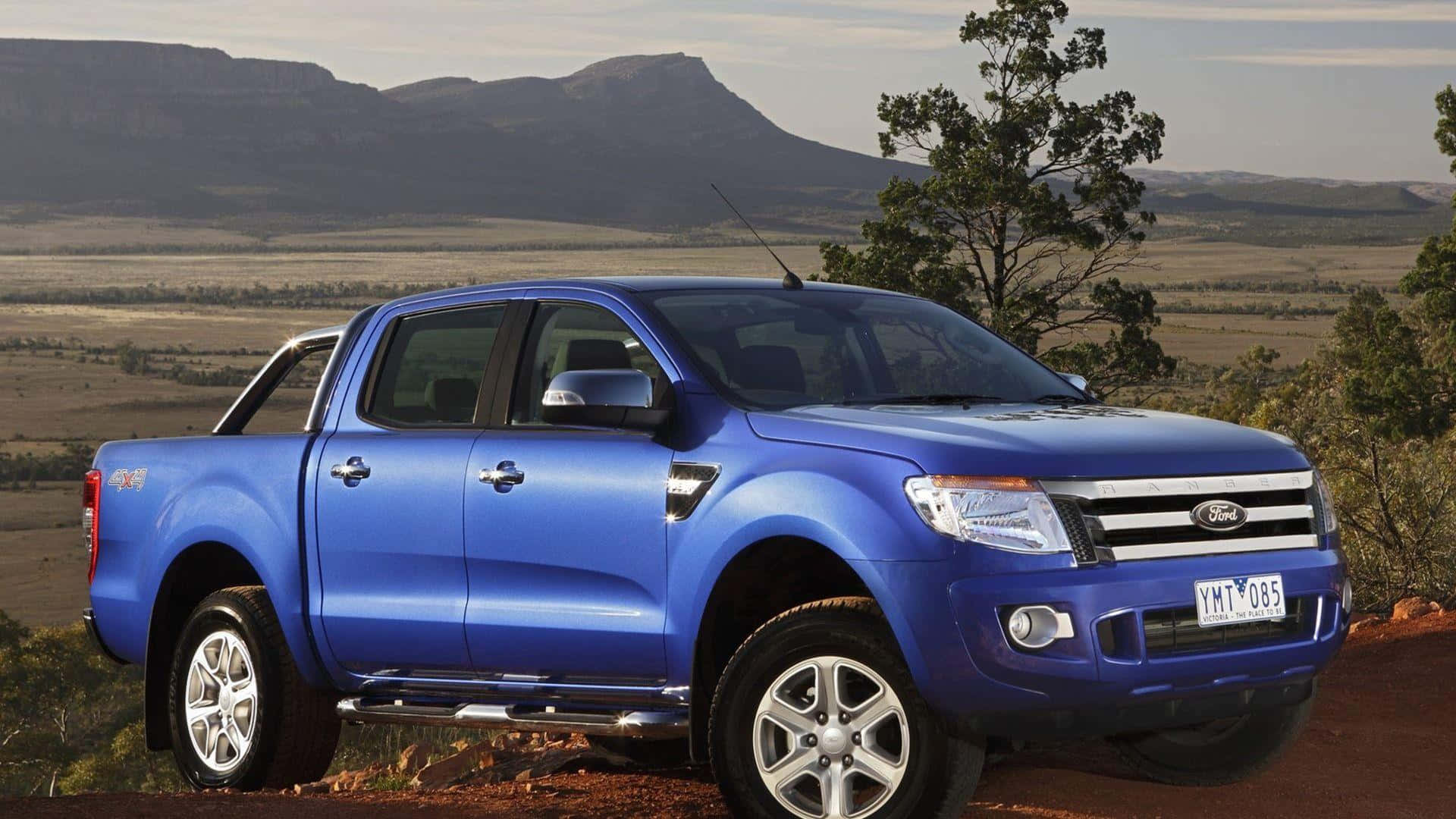 Ford Ranger, vibrant blue, dirt road, Full HD Desktop Wallpaper