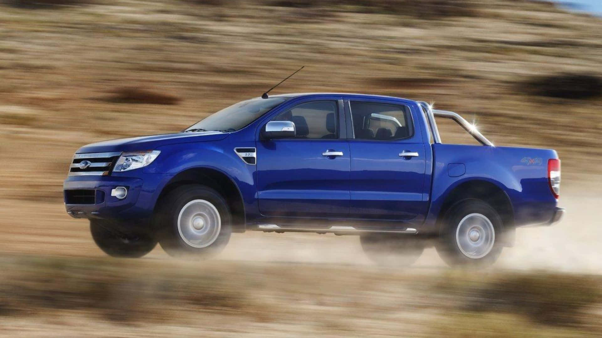 Ford Ranger, vibrant blue, dusty terrain, Full HD Desktop Wallpaper