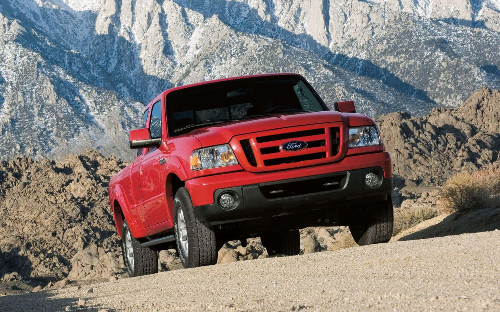 Ford Ranger, vibrant red, rocky terrain, HD Desktop Wallpaper