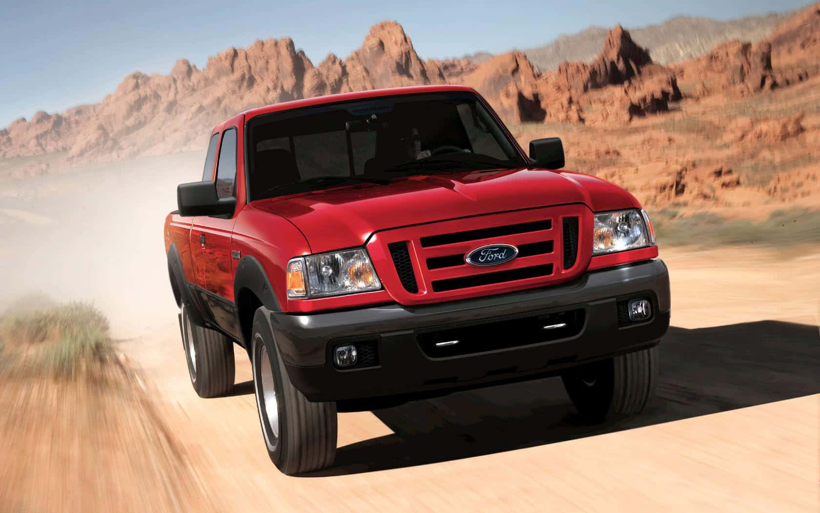 Ford Ranger, red, dusty desert road, HD Desktop Wallpaper