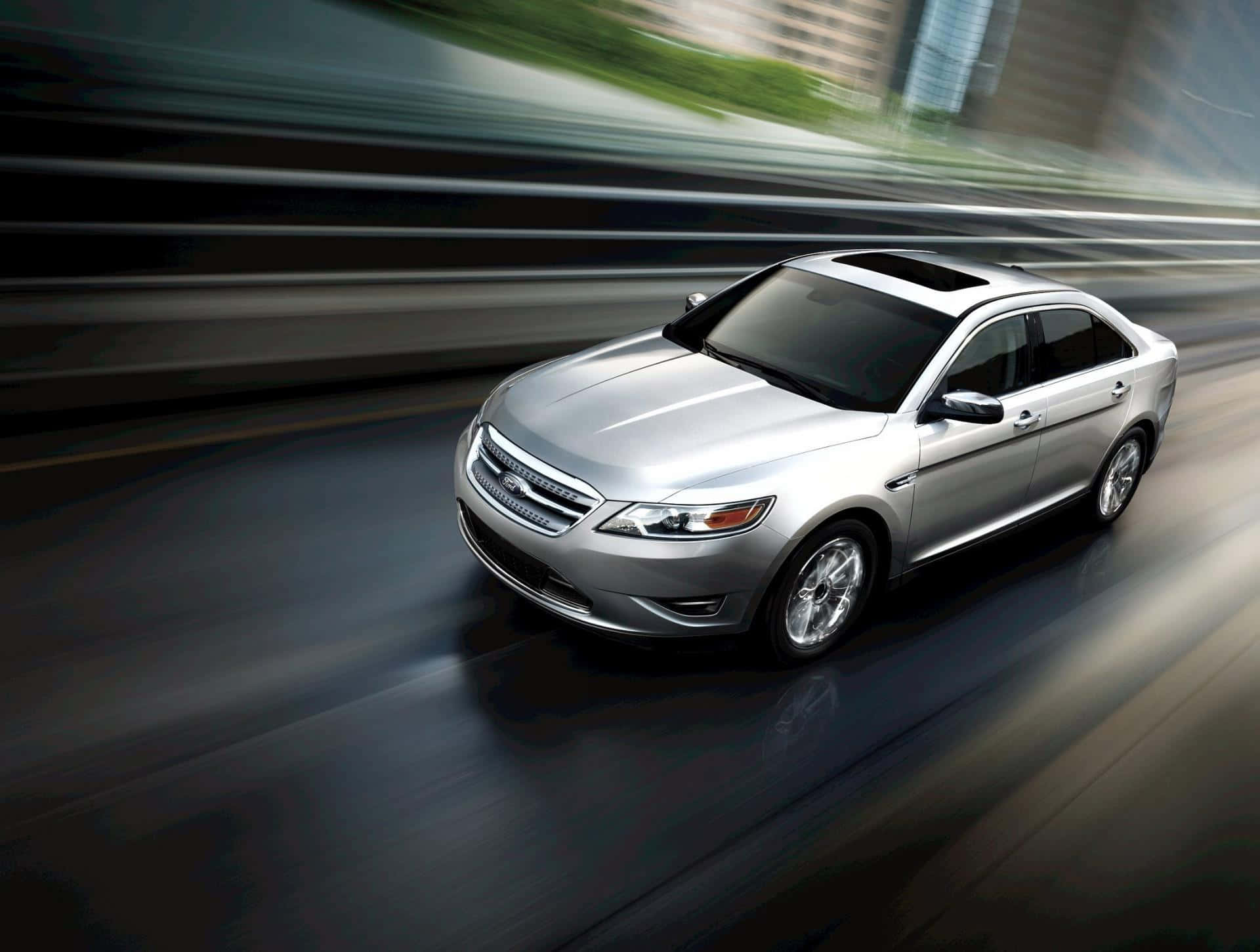 Ford Taurus, silver, urban highway, Full HD Desktop Wallpaper