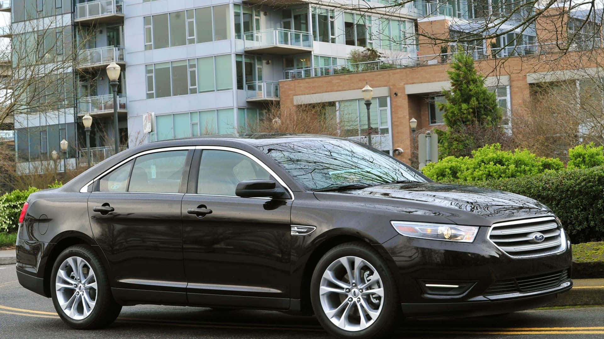 Ford Taurus, black, city street, Full HD Desktop Wallpaper
