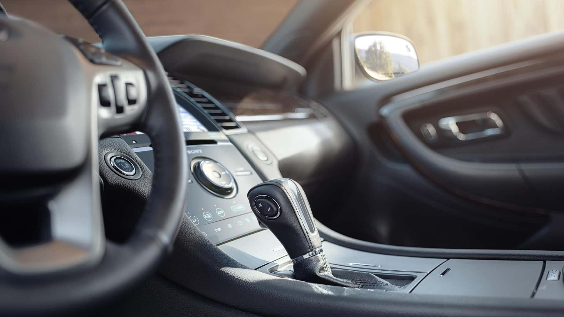 Ford Taurus, sleek black interior, gear shift, Full HD Desktop Wallpaper