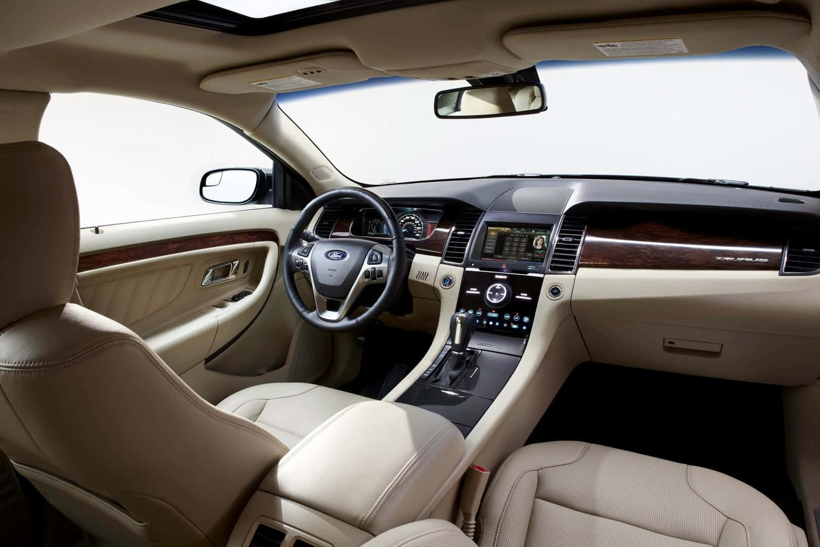 Ford Taurus, beige leather interior, wood trim, HD Desktop Wallpaper