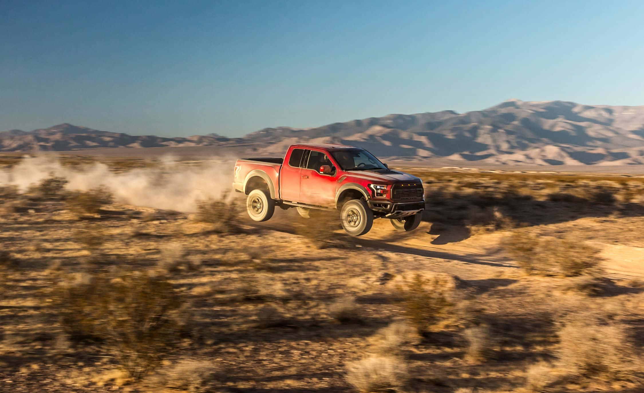 red pickup truck, Ford F-150, dusty desert landscape, Full HD Desktop Wallpaper