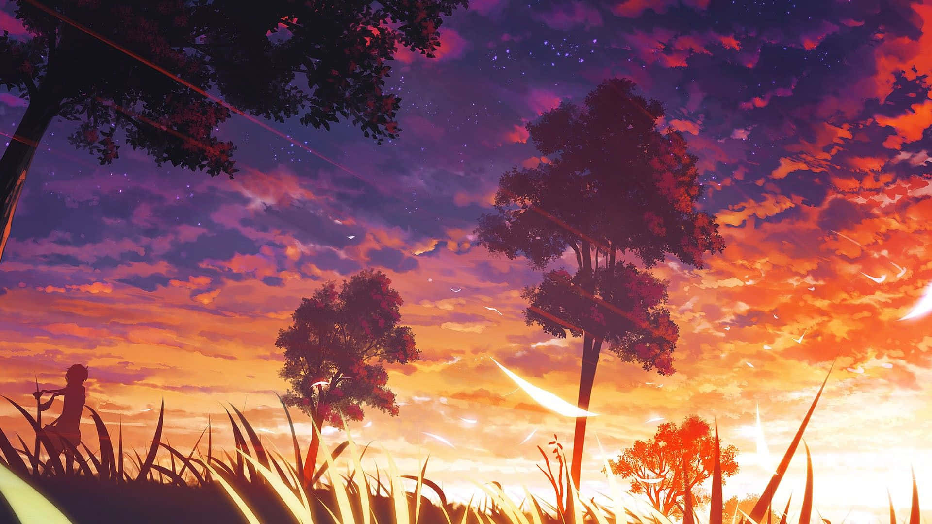 twilight sky, purple orange, pink clouds, Full HD Desktop Wallpaper