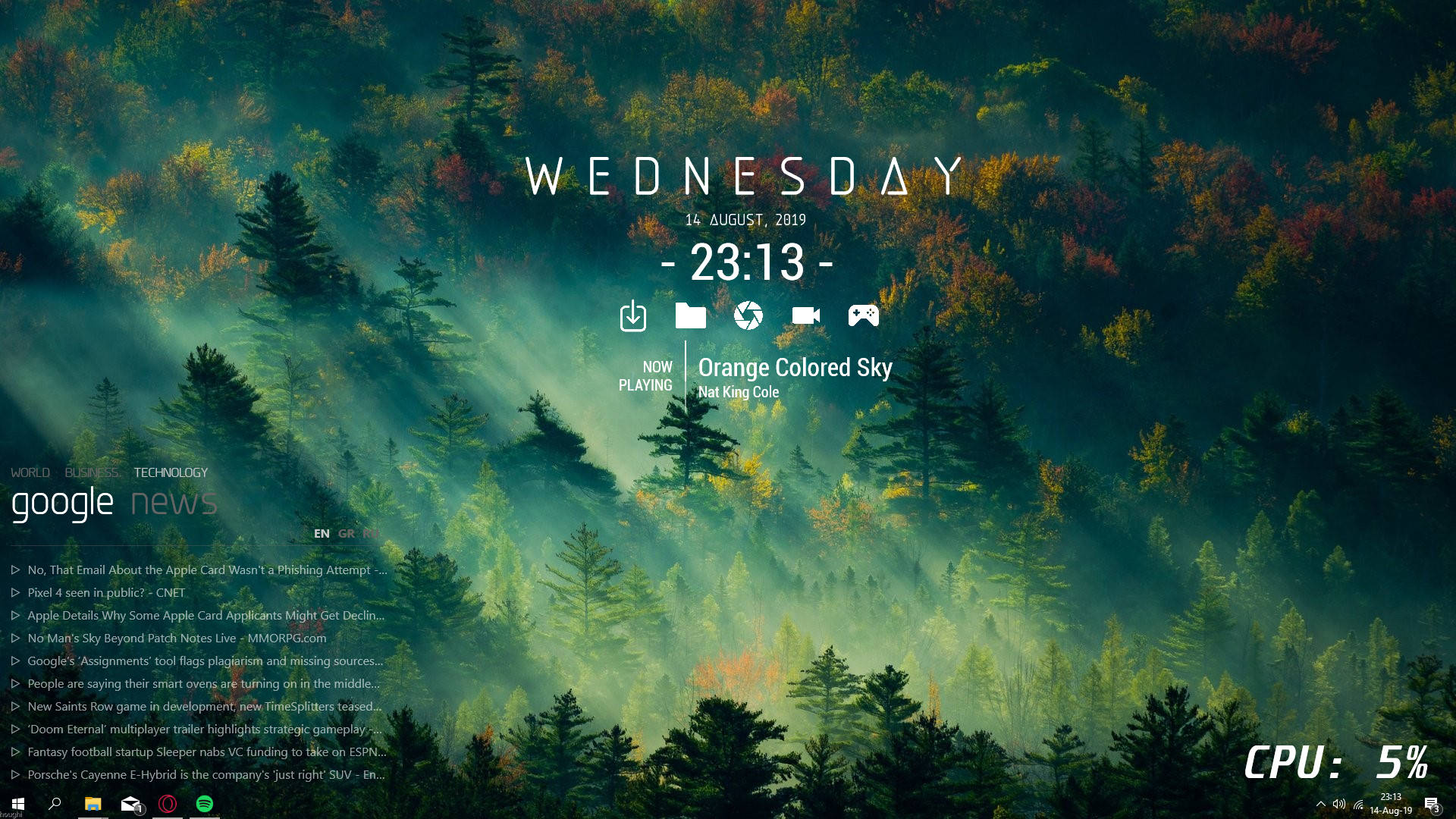 Rainmeter, forest, dusk, Full HD Desktop Wallpaper