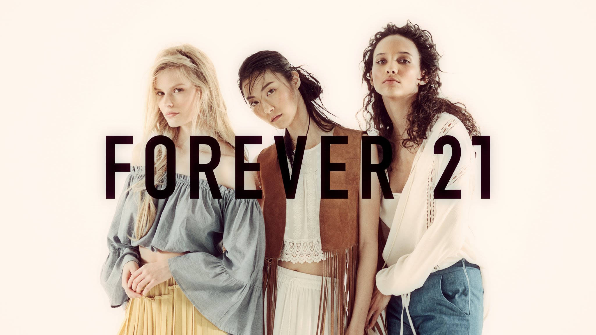 Forever 21, bohemian style clothing, three women, Full HD Desktop Wallpaper