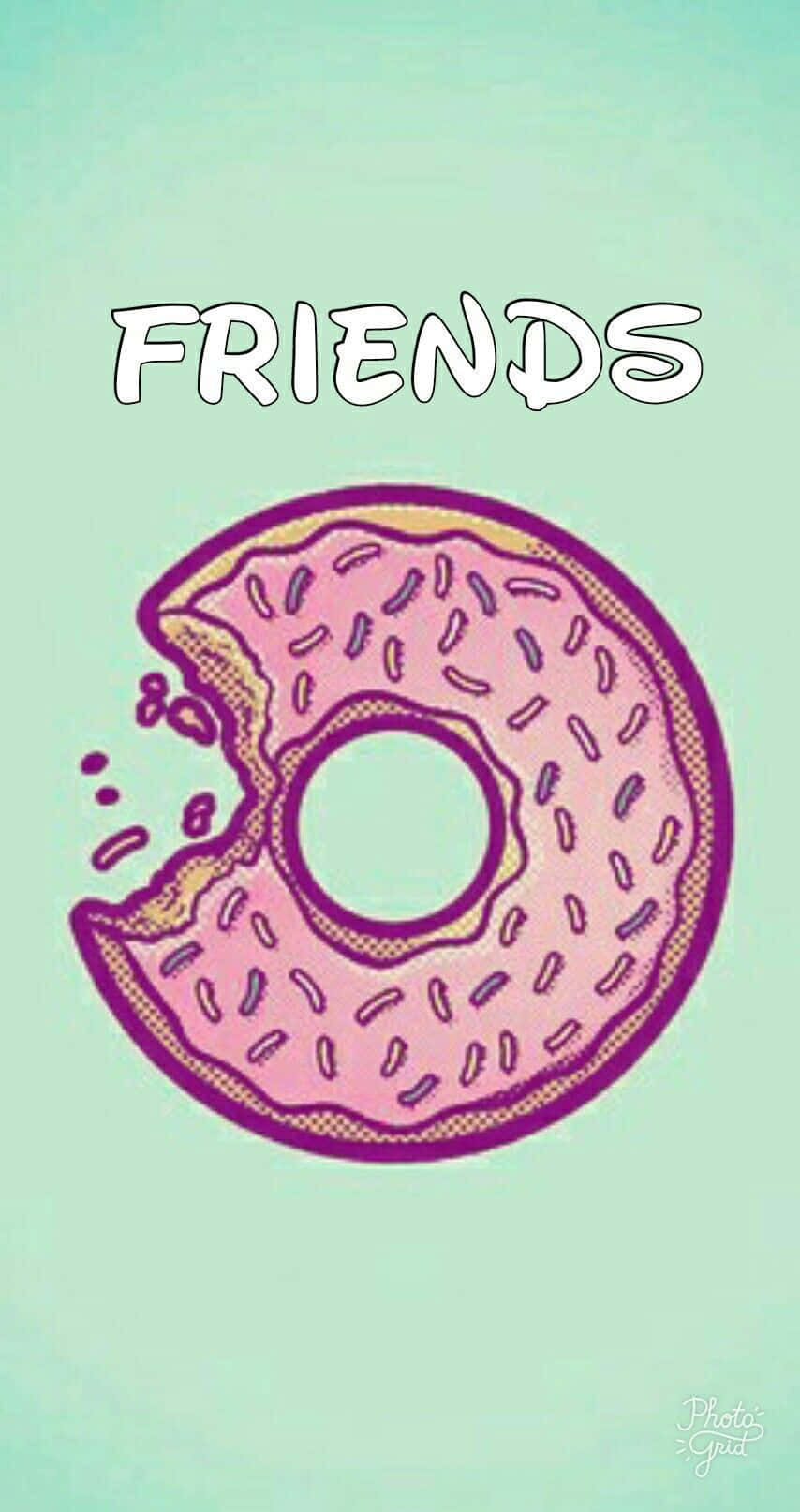 best friends forever, pink frosted donut, bite mark, HD Phone Wallpaper