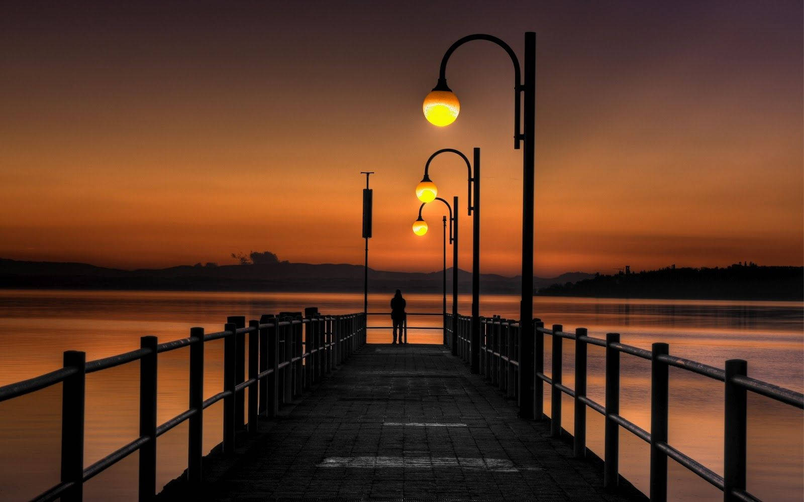 Forever Alone, sunset, pier, HD Desktop Wallpaper