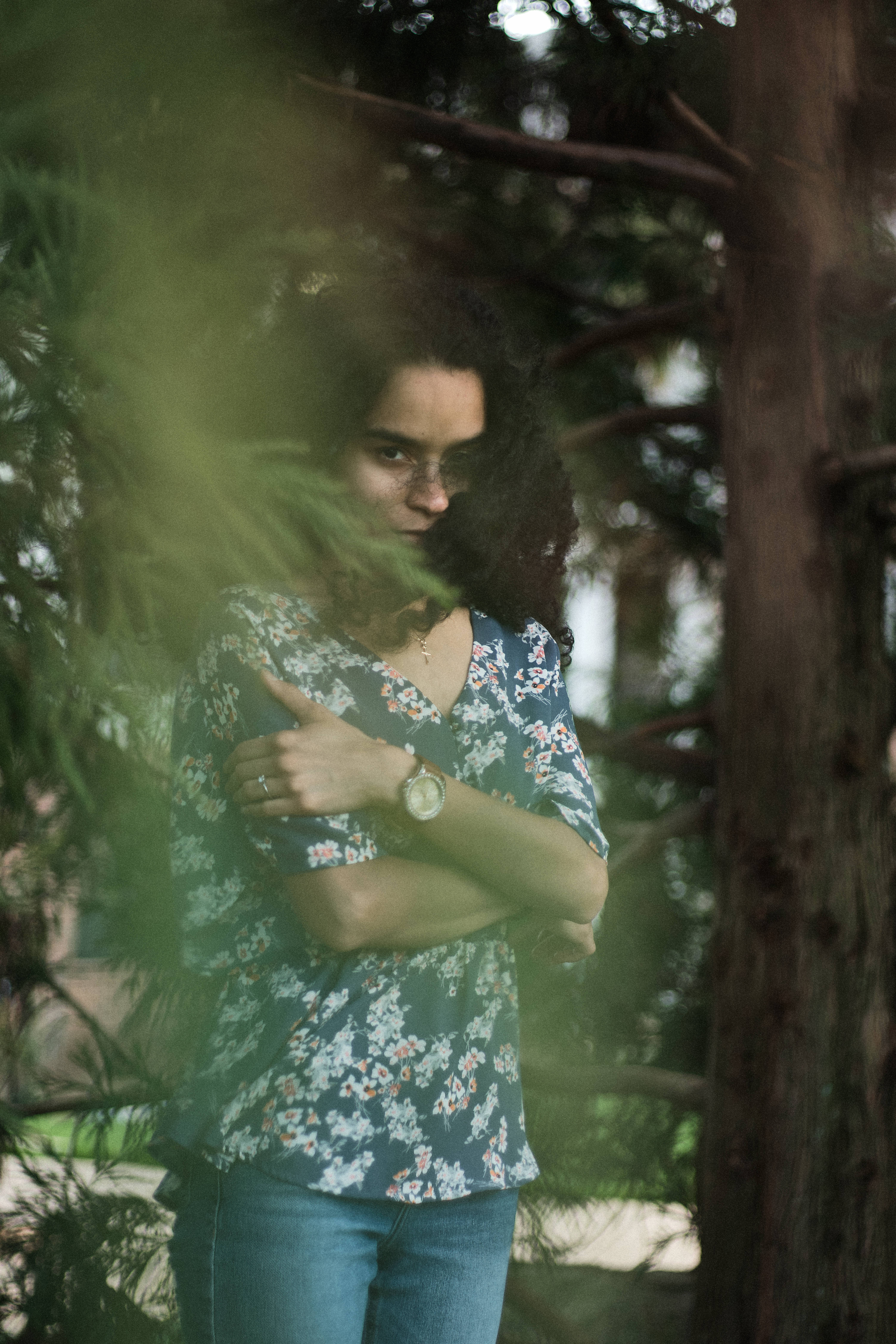 Forever Alone Girl, curly hair, forest, 5K Phone Wallpaper