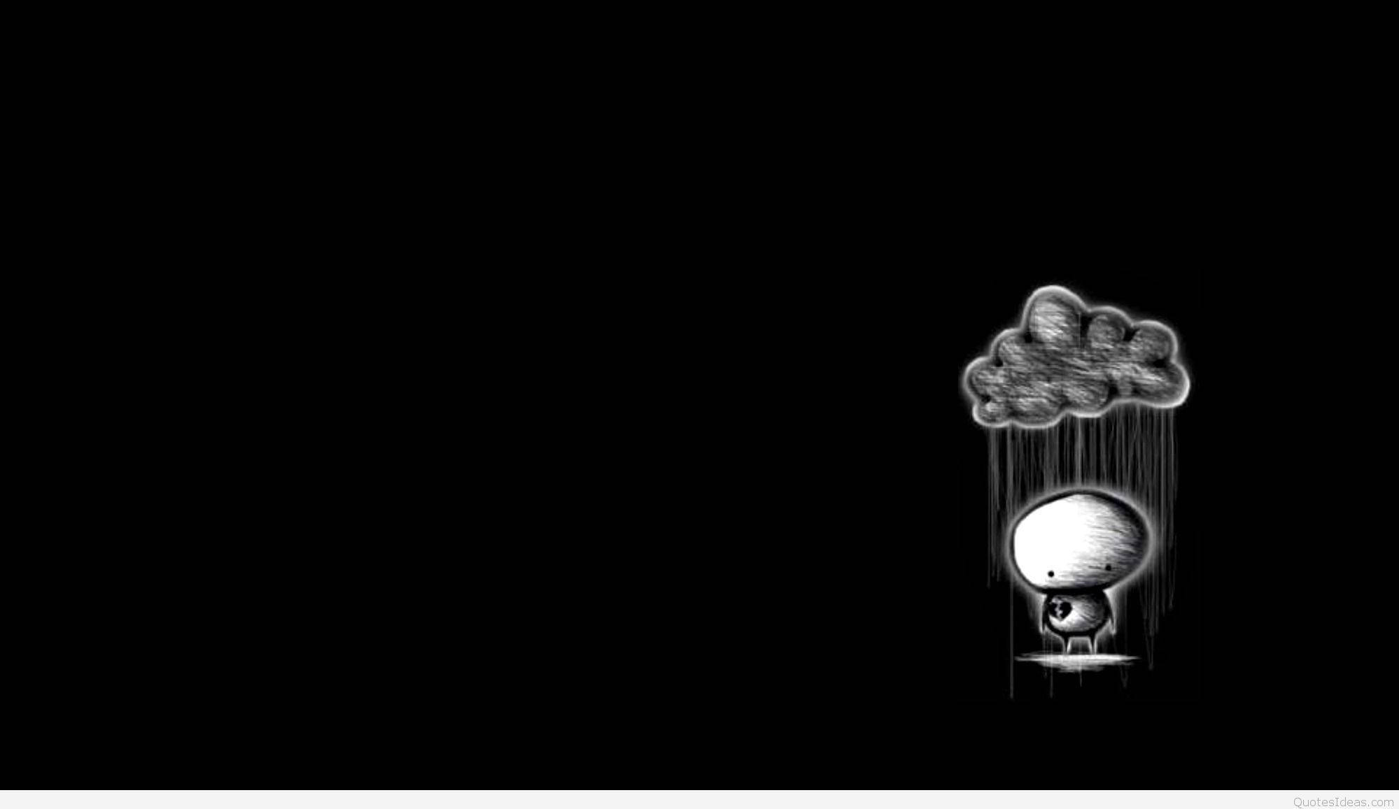 Forever Alone, chalk-drawn, rain cloud, Full HD Desktop Wallpaper