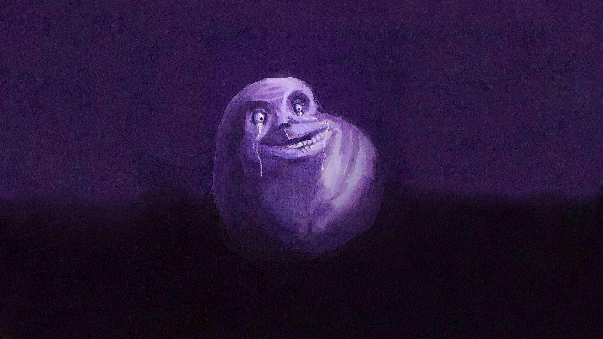Forever Alone, purple crying face, wide grin, Full HD Desktop Wallpaper