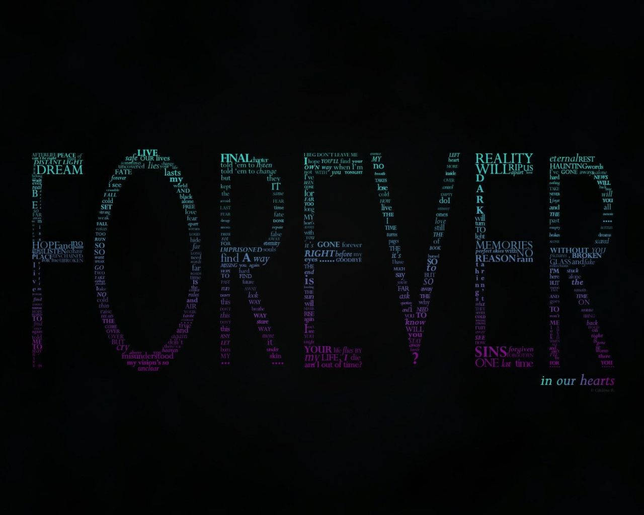 MOURN, glowing purple, teal text, HD Desktop Wallpaper