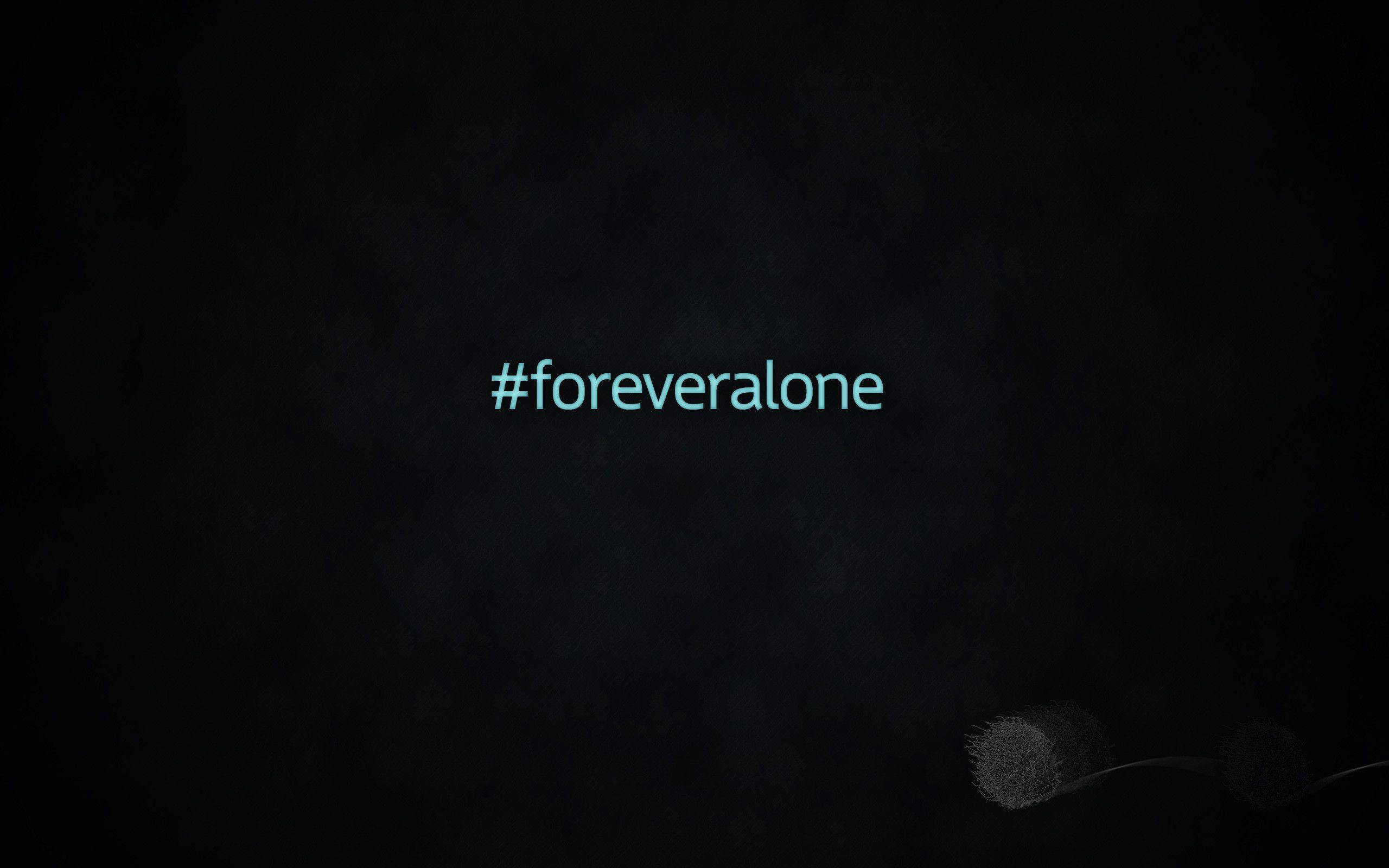 foreveralone, glowing teal, dark textured background, 2K Desktop Wallpaper