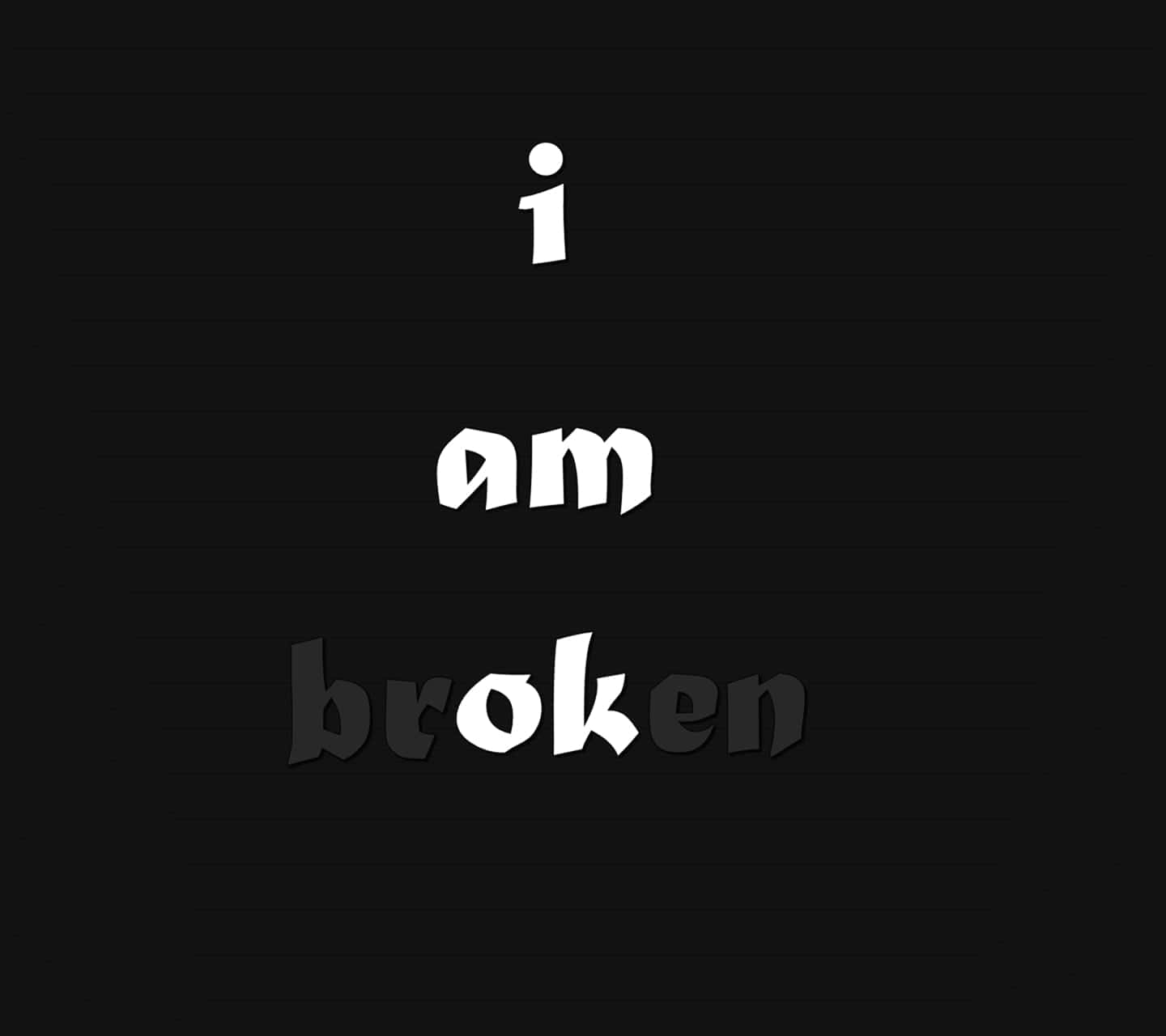 I Am Alone And Ok, white text, black lined paper background, HD Desktop Wallpaper